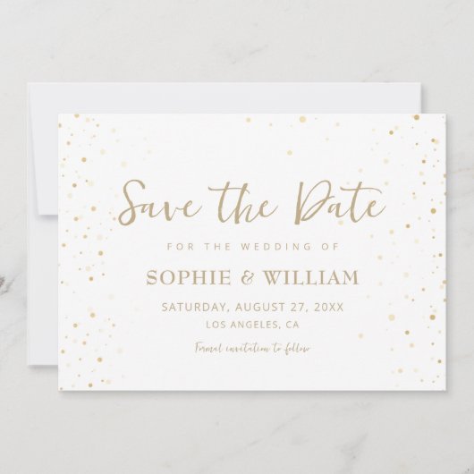 Goud & Wit Mooie Elegante Bruiloft Save The Date (Voorkant)