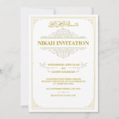 Goud Wit  Moslim Bruiloft Nikah Kaart (Voorkant)