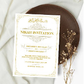 Goud Wit  Moslim Bruiloft Nikah Kaart