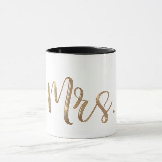 Goud & Wit MRS. Typography Modern Minimaal Lettert Mok (Midden)
