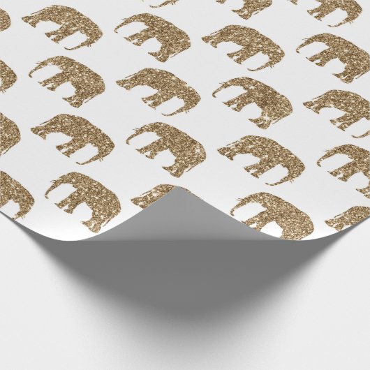 Goud wit Oerwoud olifant Cadeaupapier (Hoek)