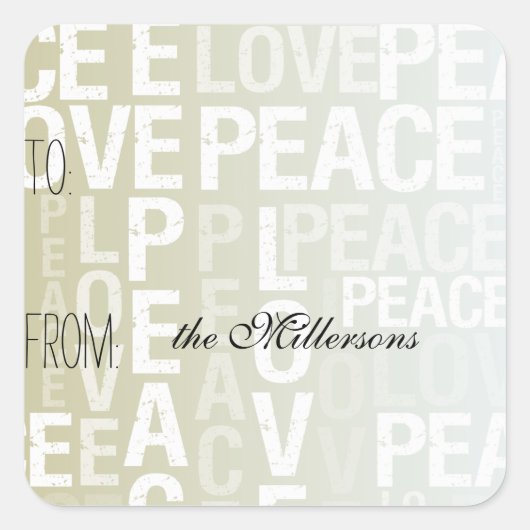 Goud Wit Ombre Liefde Peace Gift Label (Voorkant)