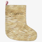 Goud Wit Ombre Zebra Confetti Sparkles Grote Kerstsok (Voorkant)