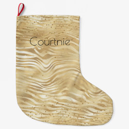 Goud Wit Ombre Zebra Confetti Sparkles Grote Kerstsok