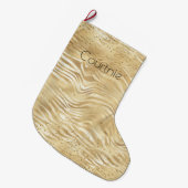 Goud Wit Ombre Zebra Confetti Sparkles Grote Kerstsok (Voorkant (Hangend))