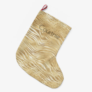 Goud Wit Ombre Zebra Confetti Sparkles Grote Kerstsok