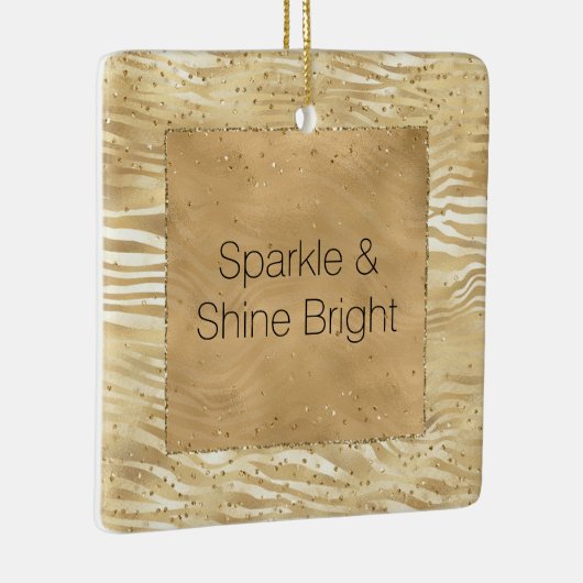 Goud Wit Ombre Zebra Confetti Sparkles Keramisch Ornament (Rechts)