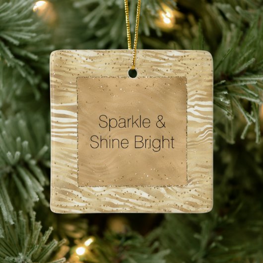 Goud Wit Ombre Zebra Confetti Sparkles Keramisch Ornament (Boom)