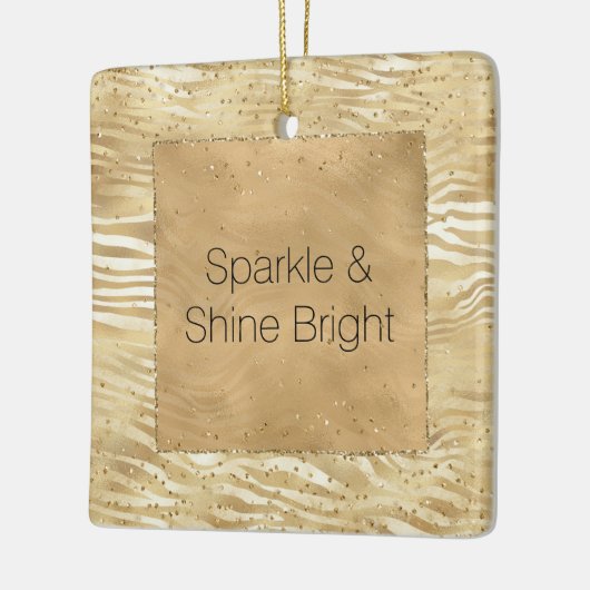 Goud Wit Ombre Zebra Confetti Sparkles Keramisch Ornament (Links)