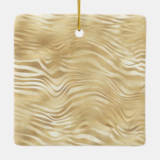 Goud Wit Ombre Zebra Confetti Sparkles Keramisch Ornament (Achterkant)