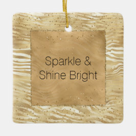 Goud Wit Ombre Zebra Confetti Sparkles Keramisch Ornament