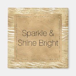 Goud Wit Ombre Zebra Confetti Sparkles Magneet