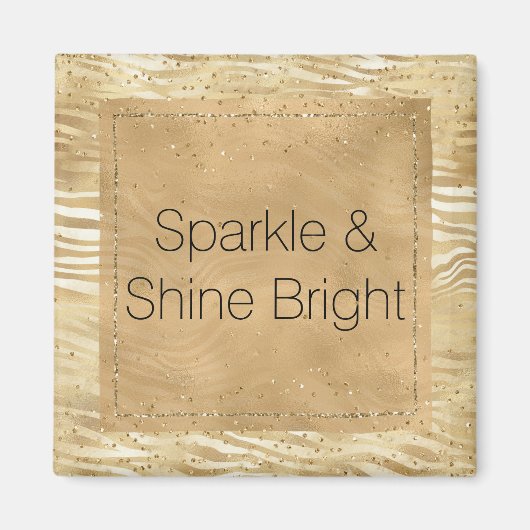 Goud Wit Ombre Zebra Confetti Sparkles Magneet (Voorkant)