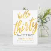 Goud Wit Opslaan Datum Dertig Verjaardag Feest Kaart (Staand voorkant)