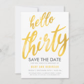 Goud Wit Opslaan Datum Dertig Verjaardag Feest Kaart (Voorkant)
