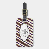 Goud, wit, Paars stripe Bagagelabel (Voorkant verticaal)