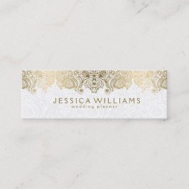 Goud & Wit  Paisley Kant Bruiloft Planner Mini Visitekaartje