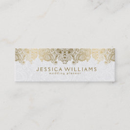 Goud & Wit Paisley Kant Bruiloft Planner Mini Visitekaartje