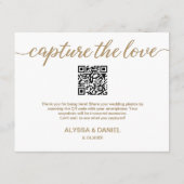 Goud wit QR code bruiloft foto delen Informatiekaartje (Achterkant)
