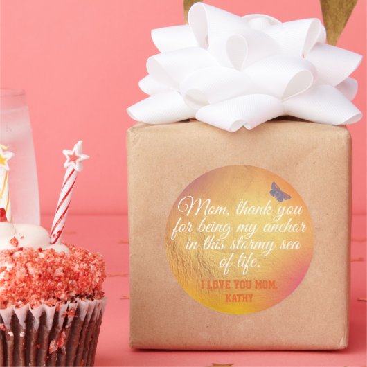 Goud Wit Quote Schattigee Unieke Moderne Moederdag Ronde Sticker (Feest)