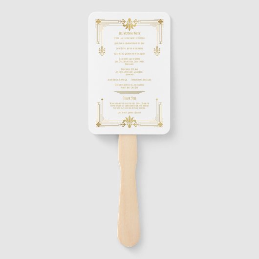 Goud Wit Roaring 20s Art Deco Handwaaier (Achterkant)