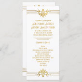 Goud Wit Roaring 20s Art Deco Trouwprogramma Programmakaart (Voorkant / Achterkant)