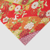 Goud Wit Rood Japans Kimono Bloemen Decoupage Tissuepapier (Detail)