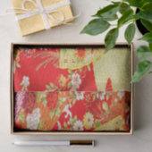 Goud Wit Rood Japans Kimono Bloemen Decoupage Tissuepapier (Geschenk)
