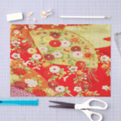 Goud Wit Rood Japans Kimono Bloemen Decoupage Tissuepapier (Craft)