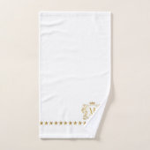 Goud Wit Royal Scrolls Crown Crest Monogram Bad Handdoek (Handdoek)