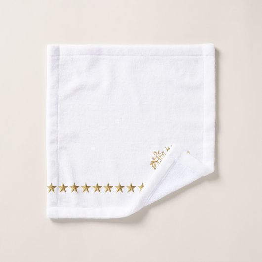 Goud Wit Royal Scrolls Crown Crest Monogram Bad Handdoek (Wasdoekje)