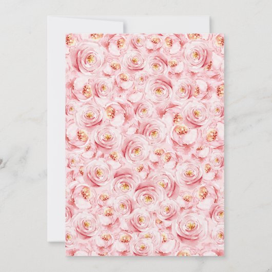 Goud Wit Roze Bloemen Quinceanera Kaart (Achterkant)