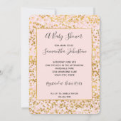 Goud Wit Roze Confetti Baby shower Kaart (Achterkant)