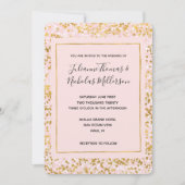 Goud Wit Roze Confetti Bruiloft uitnodigt Kaart (Voorkant)