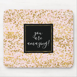 Goud Wit Roze Confetti Muismat