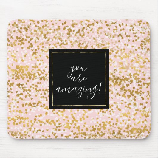 Goud Wit Roze Confetti Muismat (Voorkant)