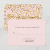 Goud Wit Roze Confetti RSVP Kaartje (Voorkant / Achterkant)