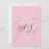 Goud wit roze kersenbloesem bloemenbruiloft kaart (Achterkant)