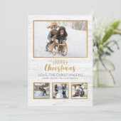 Goud Wit Rustiek Hout Foto Kerstmis (Staand voorkant)