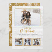 Goud Wit Rustiek Hout Foto Kerstmis (Voorkant / Achterkant)