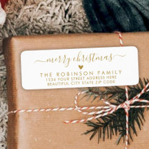 Goud Wit Script Hart Kerst Retour Adres