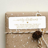 Goud Wit Script Hart Kerst Retour Adres Etiket