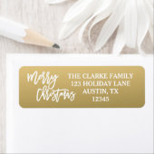 Goud Wit Script Merry Christmas Holiday Label (Insitu)