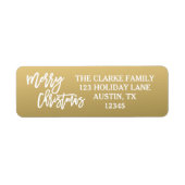 Goud Wit Script Merry Christmas Holiday Label (Voorkant)