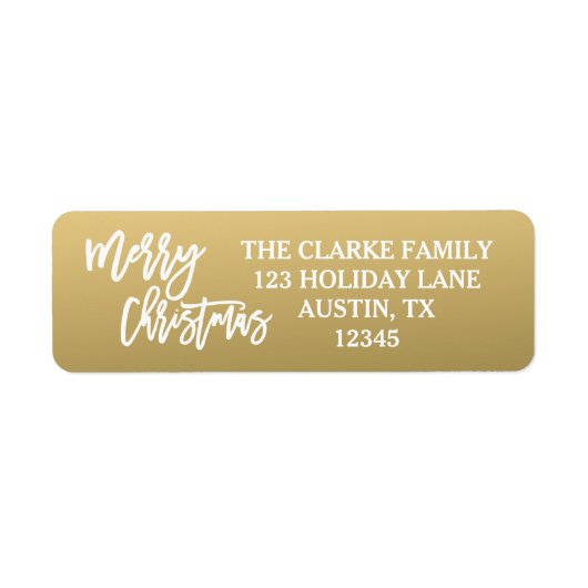 Goud Wit Script Merry Christmas Holiday Label (Voorkant)
