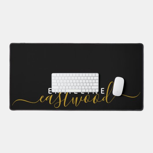 Goud Wit Script Monogram op zwart Bureaumat (Keyboard & Muis)
