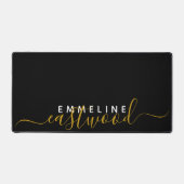 Goud Wit Script Monogram op zwart Bureaumat (Voorkant)