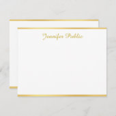 Goud Wit Sjabloon Handgeschreven Script Naam Tekst (Voorkant / Achterkant)