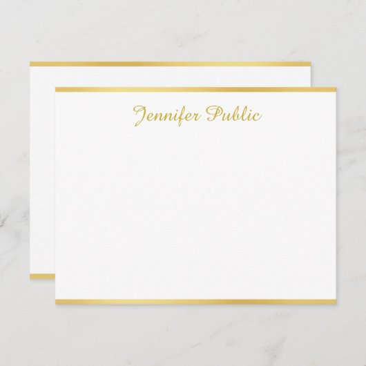 Goud Wit Sjabloon Handgeschreven Script Naam Tekst (Voorkant / Achterkant)