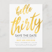 Goud Wit Sla Datum Dertig Verjaardagsfeestje Briefkaart (Voorkant)